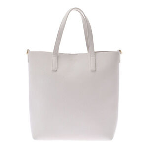 SAINT LAURENT Toy Shopping Tote Bag Cream Leather Handbag